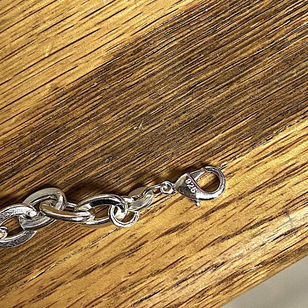 Sterling Silver Heart Charm Chain Link Bracelet - Picture 12 of 15